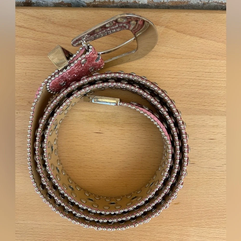 Pink Silver Western Rhinestone Glitter Cowgirl Rodeo Party Bling Sparkly Belt